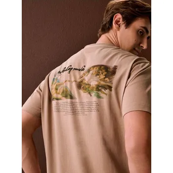 Sinsay - Bavlněná košilka s potiskem - béžová - 279HL-80X - 279HL-80X-XS