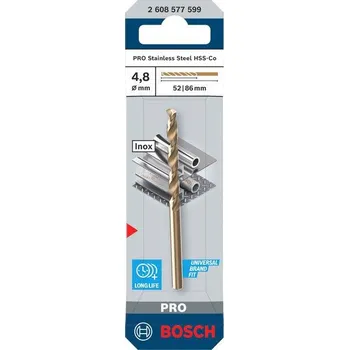 Vrták Bosch Vrták do kovu PRO Stainless Steel HSS-Co, 4,8 × 52 × 86 mm Professional (2608577599)