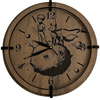 Hodiny Li-Go "Malý Princ" Dřevěné hodiny 32 cm provedení povrchu: dub světlý