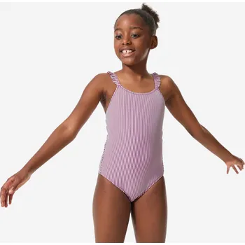 Dámské plavky DECATHLON Dívčí jednodílné plavky Lila 4-5 LET FIALOVÁ