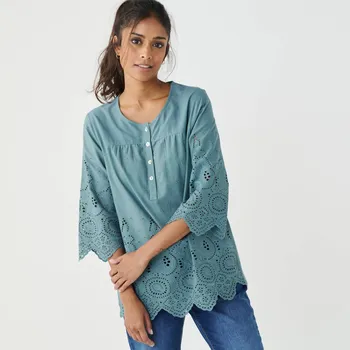 Dámská halenka Madeirová halenka s 3/4 rukávy šedozelená 54