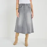 Rozšířená džínová midi sukně šedá 38