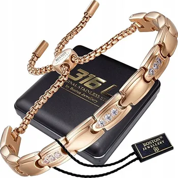 Náramek ZLATÝ DÁMSKÝ MAGNETICKÝ NÁRAMEK PRO ZDRAVÍ S ZIRKONY RŮŽOVÉ ZLATO