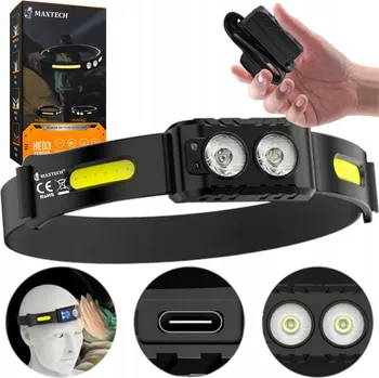 Čelovka Čelovka Vodotěsná LED čelovka Dobíjecí COB Silná 220lm USB