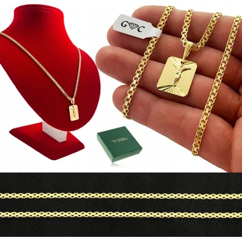 Náhrdelník PÁNSKÝ ZLATÝ ŘETÍZEK BISMACK 70 cm + MEDAILON S JEŽÍŠEM, DLOUHÝ, PLNÝ