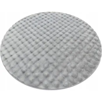 Koberec KOBEREC DO LOŽNICE BUBBLE stříbrný KOŽEŠINA KRÁLIČÍ KOŽEŠINY dvouúrovňový kulatý 80 cm