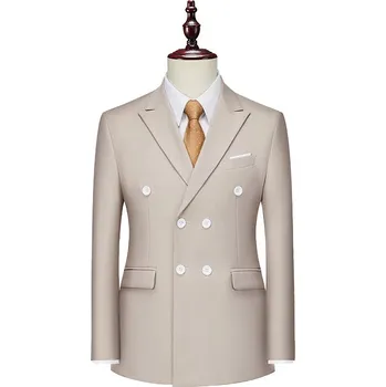 Best Fashion Pánské dvouřadé sako pro business příležitosti Barva: Khaki, Velikost: XL