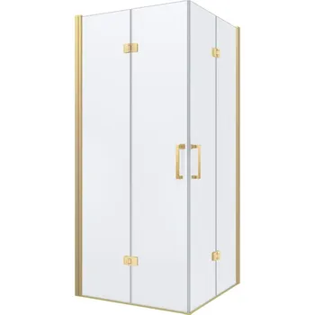 BPS-koupelny Čtvercový sprchový kout HYD-SK08C 90x90 zlatá kartáčovaná/transparent - bez vaničky