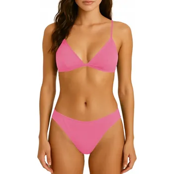 Dámské plavky DVOUDÍLNÉ DÁMSKÉ PLAVKY BIKINI KLASICKÉ RŮŽOVÉ XS