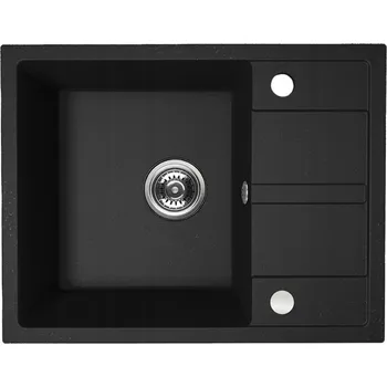 Granitový dřez GRANITOVÝ DŘEZ Jednokomorový DŘEZ s Odkapávačem VITI 56x44 Černý