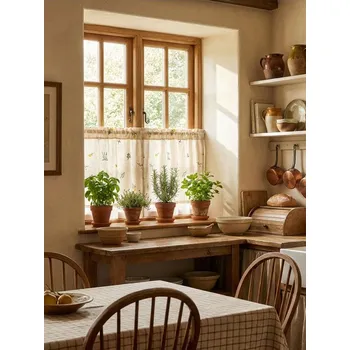 Dámský kabát Sinsay - Záclonka z imitace lnu s květinovou výšivkou - béžová - 090IB-02X - 090IB-02X-ONE