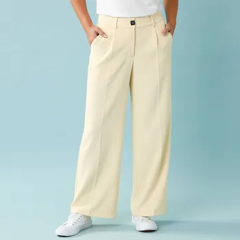 Dámské kalhoty Splývavé široké kalhoty pro malou postavu žlutá 48