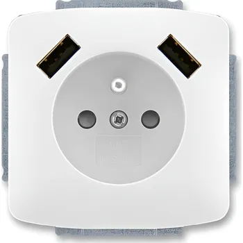 Elektrická zásuvka Zásuvka jednonásobná s kolíkem ABB Tango 5569A-A22357 B, clonky, 2x USB A -bílá + dárek zdarma