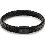 Tommy Hilfiger Černý kožený náramek s ocelovým zapínáním 2790331 + 2 měsíce na vrácení zboží