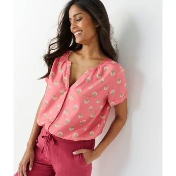 Dámská halenka Halenka na knoflíčky s potiskem květiny růžová 52