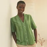 Halenka s madeirou, krátkými rukávy a tuniským výstřihem zelená 36