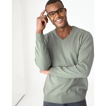 Pánské oblečení Pulovr s výstřihem do V, 100% akryl zelenkavá 77/86
