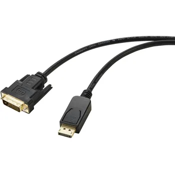 Audio kabel Renkforce DisplayPort / DVI kabelový adaptér Konektor DisplayPort, DVI-D 24 plus 1pol. Zástrčka 1.80 m černá RF-5771518 PVC plášť DVI kabel