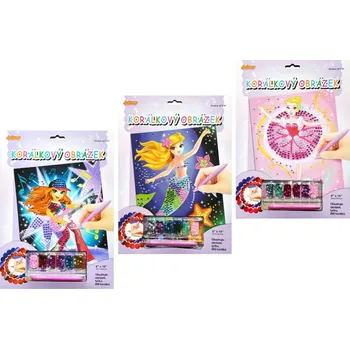 Hračka Korálkový obrázek s doplňky asst 3 druhy na kartě 23x32cm