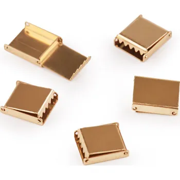 Kovová koncovka na plochou šňůru šíře 10 mm, střední, 3 růžové zlato