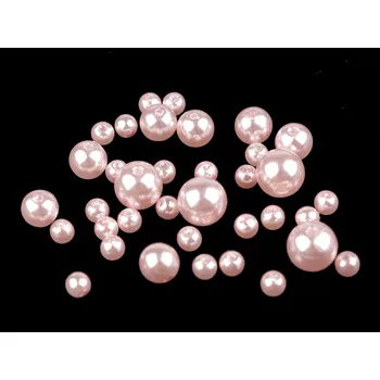 Korálek Plastové voskové korálky / perly Glance mix velikostí, velké, F49 růžová sv.