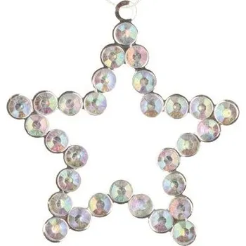 Vánoční dekorace Hvězda kovová závěsná s kamínky 9 cm