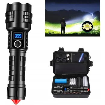 Svítilna Svítilna 10000 lumenů s zoomem, LED taktická svítilna – výkonná a všestranná