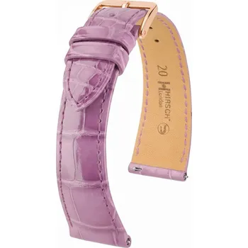Řemínek na hodinky Kožený řemínek Hirsch London 04207187-7, fialový, aligátoří kůže, Quick Release - 16 mm