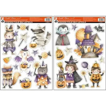 Okenní dekorace Okenní fólie čarodějky s glitrem 29 x 41 cm