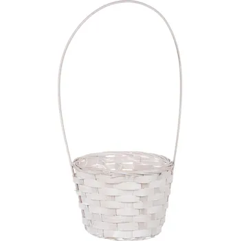 Stojan na květiny Autronic Obal na květiny s uchem, bambusový, bílý, včetně PVC vložky XJ7008 WT