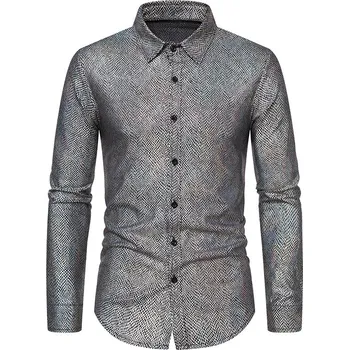 Pánská móda Best Fashion Pánská výrazná košile pro společenské akce Barva: Stříbrná, Velikost: L