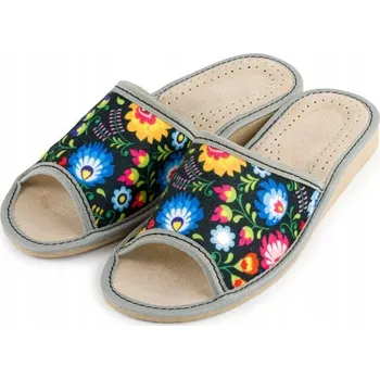 Dámská obuv Pantofle filcové sandále, nazouváky, folklorní vzor, lehké a pohodlné, otevřené, VEL. 37