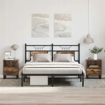 Noční stolek Noční stolky, 2 ks, kouřový dub, 40x35x50 cm