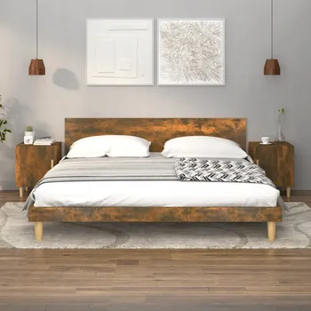 Noční stolek Noční stolky, 2 ks, kouřový dub, materiál dřevo