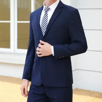 Best Fashion Pánský elegantní oblek pro svatby a formální události Barva: Tmavě Modrá, Velikost: 4XL