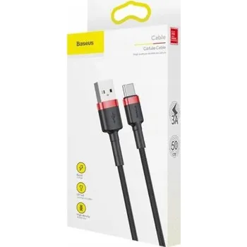 Datový kabel Kabel Baseus Cafule USB-A / USB-C QC 3.0 3A 0.5 m - černo-červený