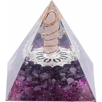 Orgonit pyramida ametystová s krystalem křišťálu 6 x 6 x 6,2 cm
