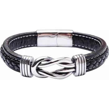 Drahý kámen Pánský černý masivní kožený náramek Uzel obvod cca 21 cm