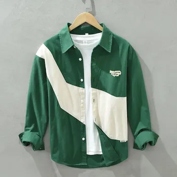 Pánská košile Best Fashion Pánská bavlněná košile pro každodenní nošení Barva: Zelená, Velikost: 2XL