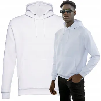 Pánská mikina Módní teplá tepláková mikina HOODIE klokanka s kapucí bílá S