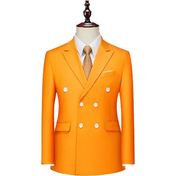 Best Fashion Pánské dvouřadé sako pro business příležitosti Barva: Oranžová, Velikost: XXS