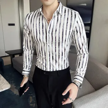 Pánská košile Best Fashion Pánská košile s výrazným vzorem pro volný čas Barva: Hnědá, Velikost: 5XL