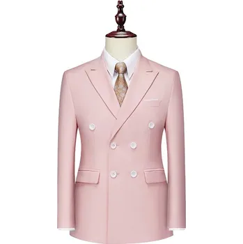 Best Fashion Pánské dvouřadé sako pro business příležitosti Barva: Růžová, Velikost: S