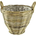 Ratanový obal na květináč s uchy Ø 39 cm x 37 cm šedý s igelitovou výplní