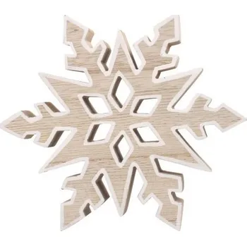 Vánoční dekorace Dřevěná vločka na postavení 14,5 cm