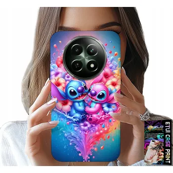 Pouzdro na mobilní telefon POUZDRO pro Realme 12 5G - Modré a Růžové Srdce Květiny