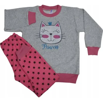 Dámské pyžamo Froté pyžamo melír/růžové s kočkou, velikost 116 SUTEX