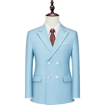 Pánské sako Best Fashion Pánské dvouřadé sako pro business příležitosti Barva: Nebeská, Velikost: XXS