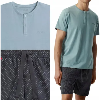 Pánské pyžamo Pánské pyžamo Atlantic NMP-386 volný krátký komplet 100% BAVLNA - L