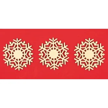 Vánoční dekorace Dřevěná vločka závěsná 8 cm, 3 ks [A]
